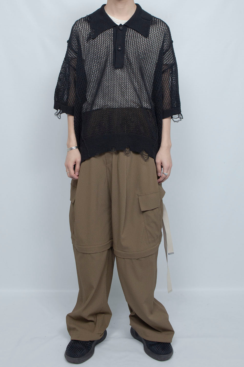 LB25SS-KNPS02 | クラッシュドシアーニットポロ | BLACK