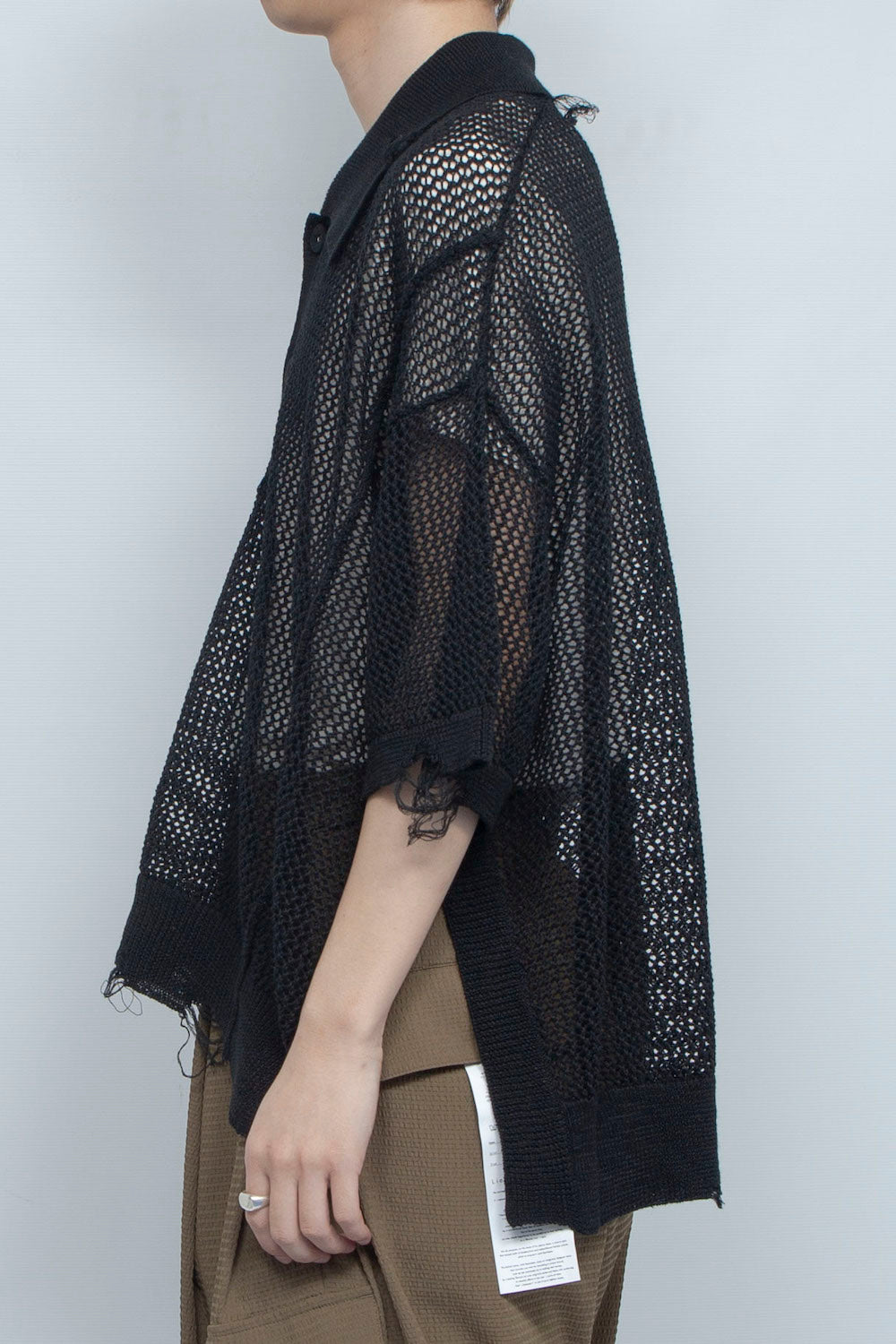 LB25SS-KNPS02 | クラッシュドシアーニットポロ | BLACK