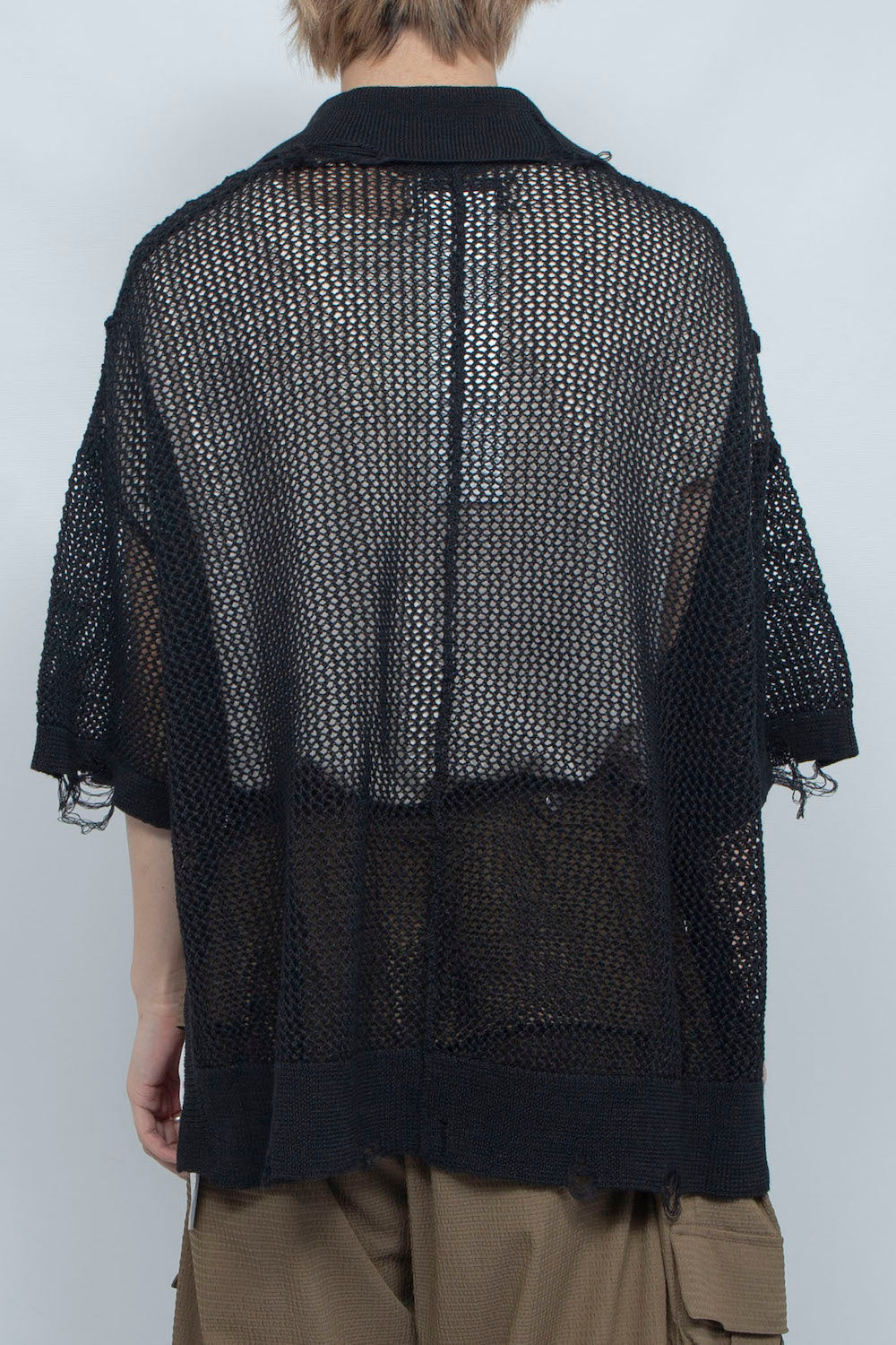 LB25SS-KNPS02 | クラッシュドシアーニットポロ | BLACK