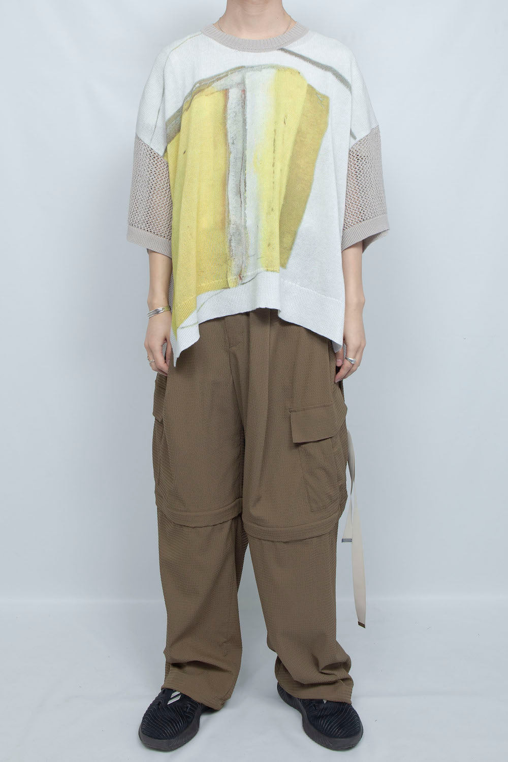 LB25SS-KNTE04 | グラフィカルサマーニットTシャツ | OFF WHITE×YELLOW