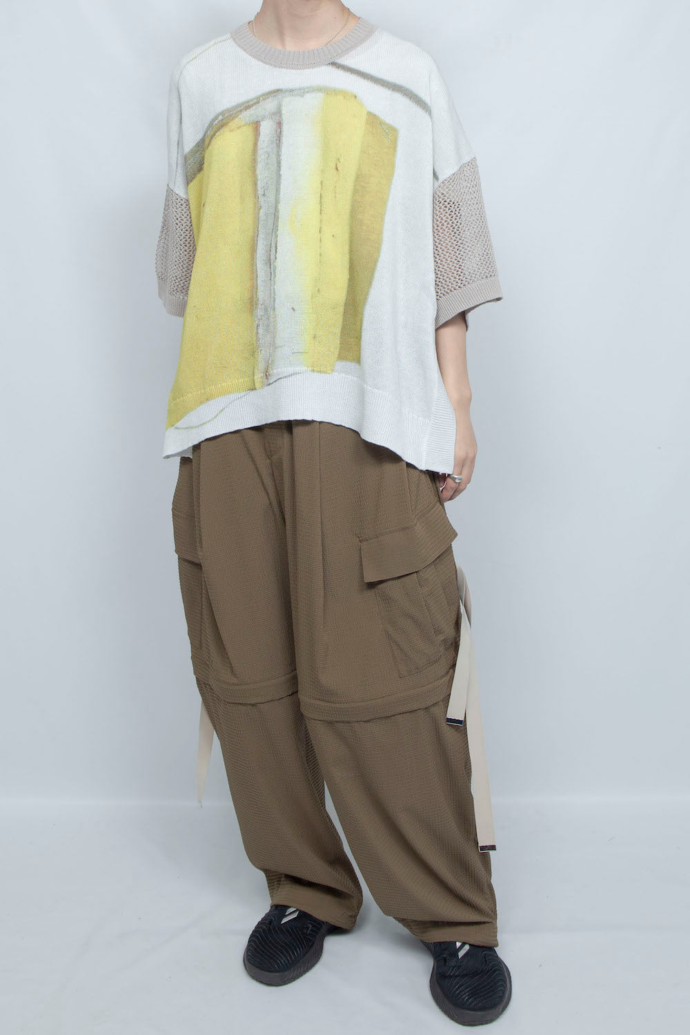 LB25SS-KNTE04 | グラフィカルサマーニットTシャツ | OFF WHITE×YELLOW