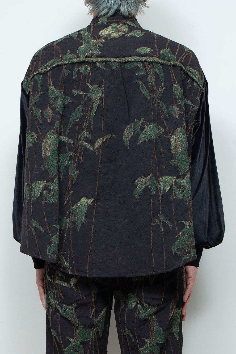 LB25AW-SH08-JQD | Velour Jersey Sleeve Easy Shirt (Jacquard) | Ivy x Black