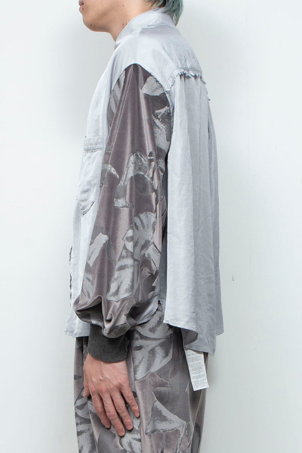 LB25AW-SH08-SPV-PVL | Velour Jersey Sleeve Easy Shirt | SKY GRAY x CHARCOAL