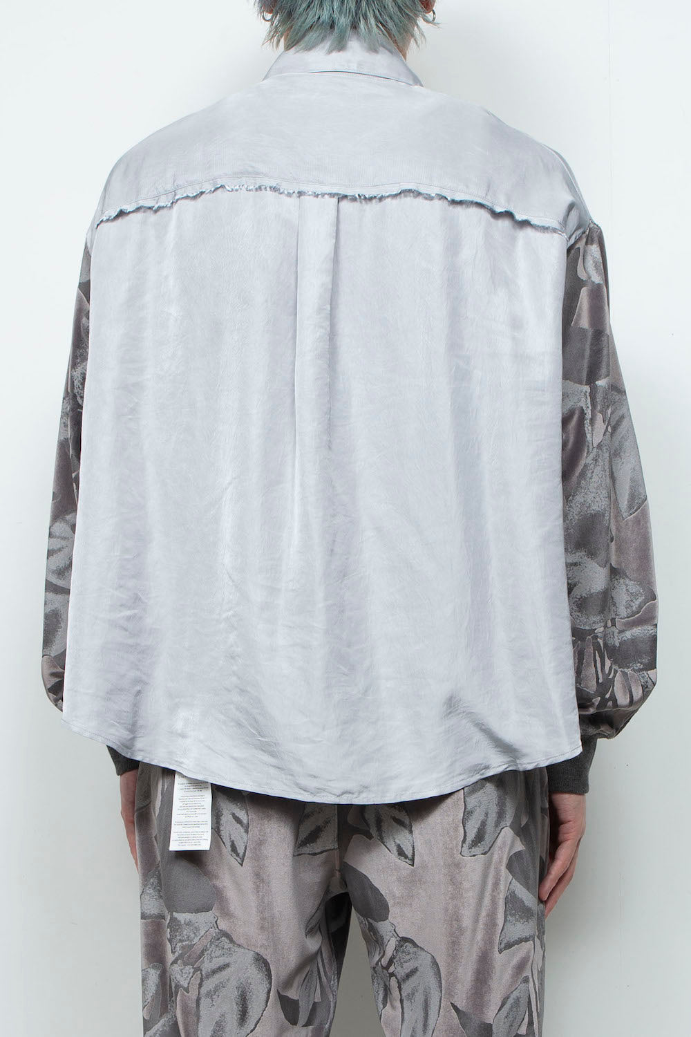 LB25AW-SH08-SPV-PVL | Velour Jersey Sleeve Easy Shirt | SKY GRAY x CHARCOAL