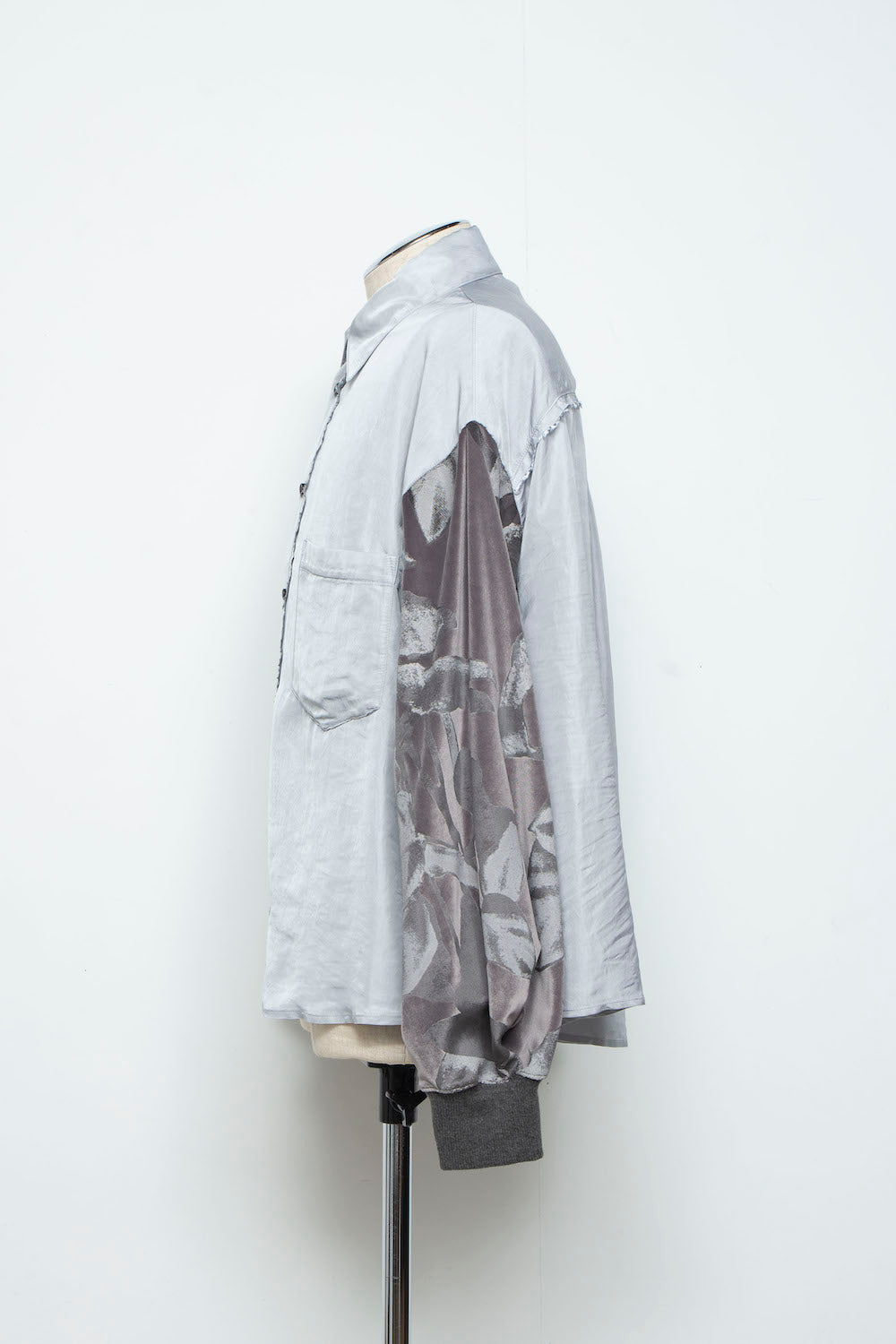 LB25AW-SH08-SPV-PVL | Velour Jersey Sleeve Easy Shirt | SKY GRAY x CHARCOAL