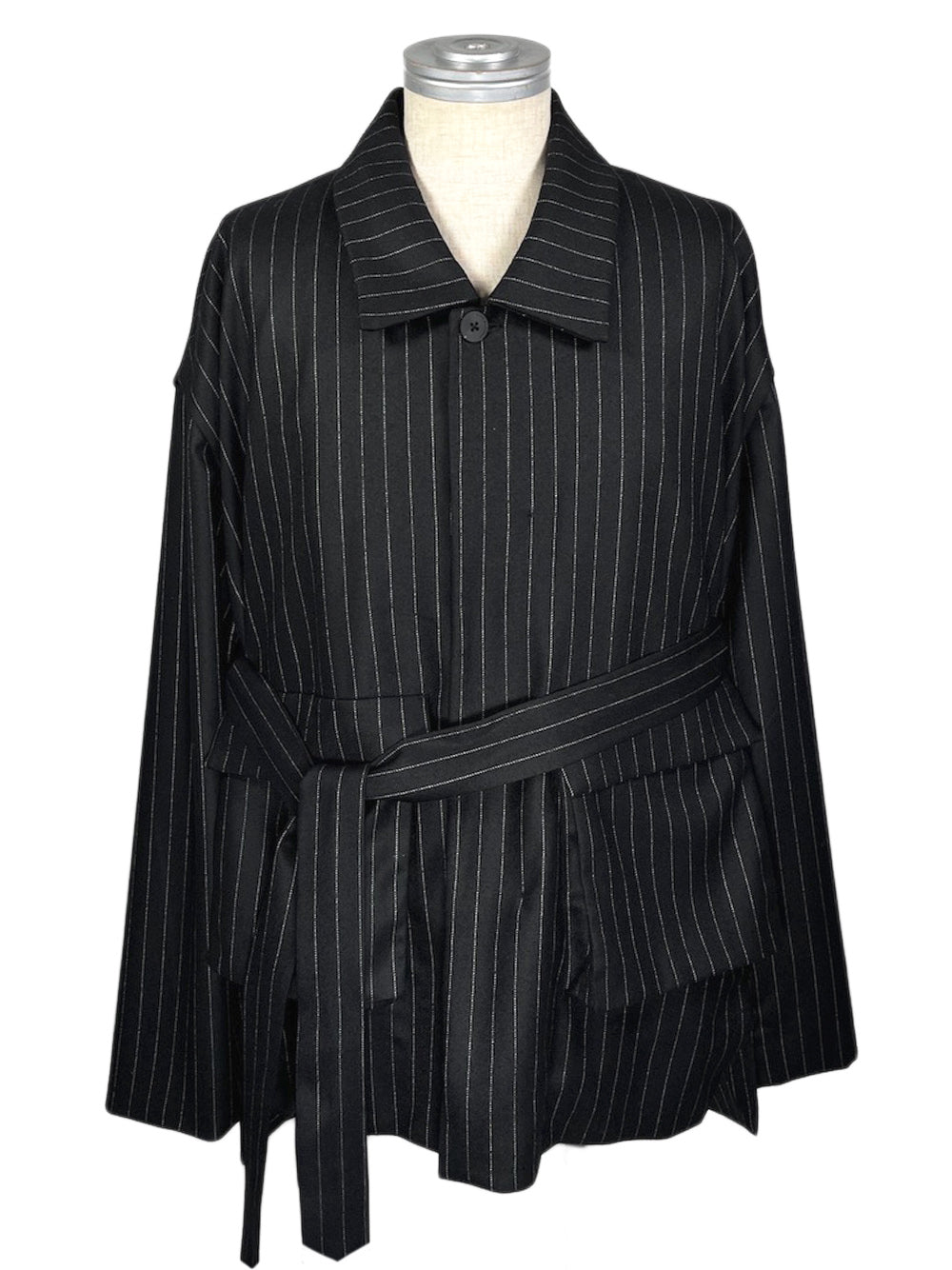LB23AW-MJK01-GST | ストライプウールサージデタッチャブルフィールドジャケット | BLACK STRIPE