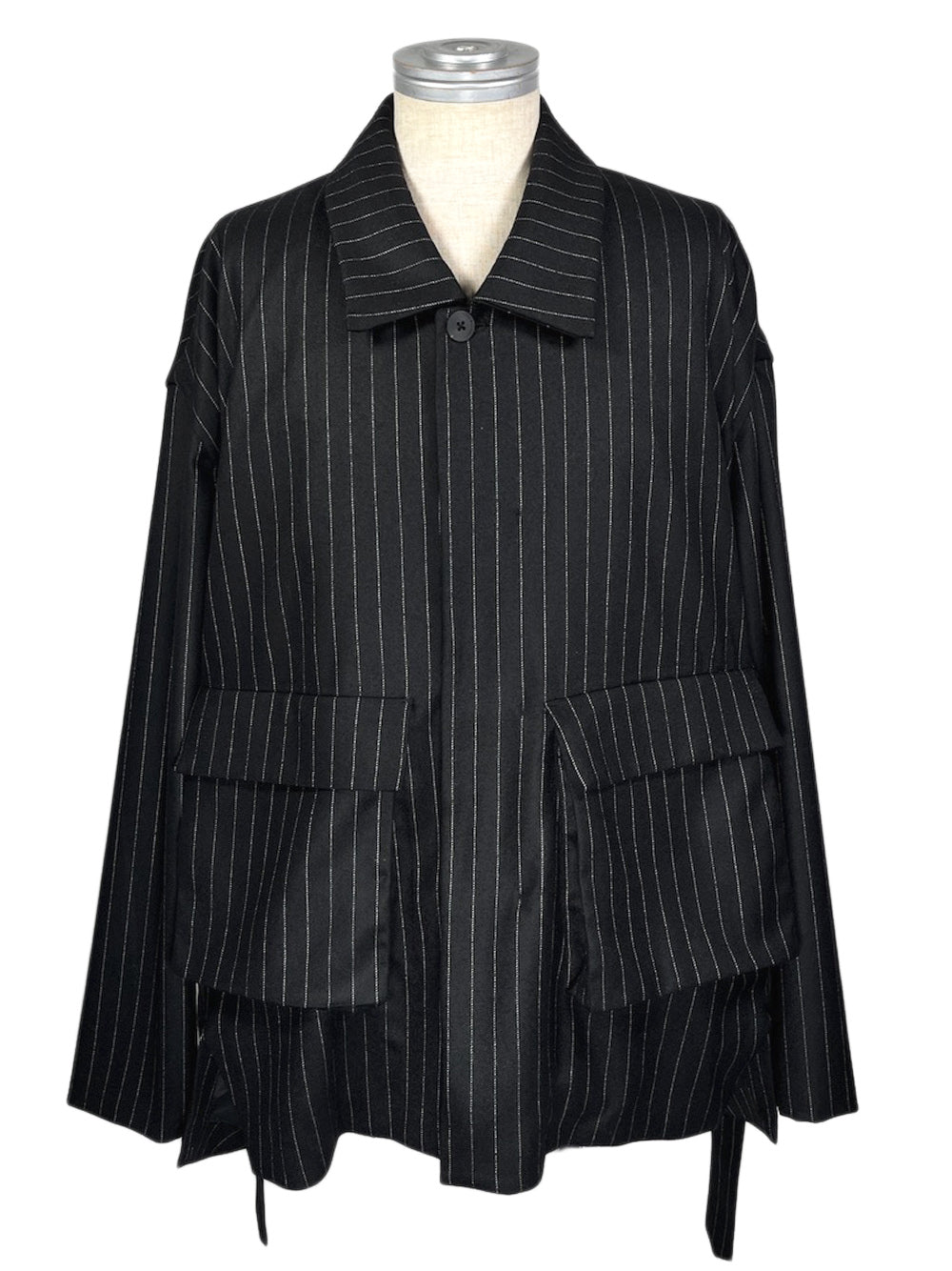 LB23AW-MJK01-GST | ストライプウールサージデタッチャブルフィールドジャケット | BLACK STRIPE