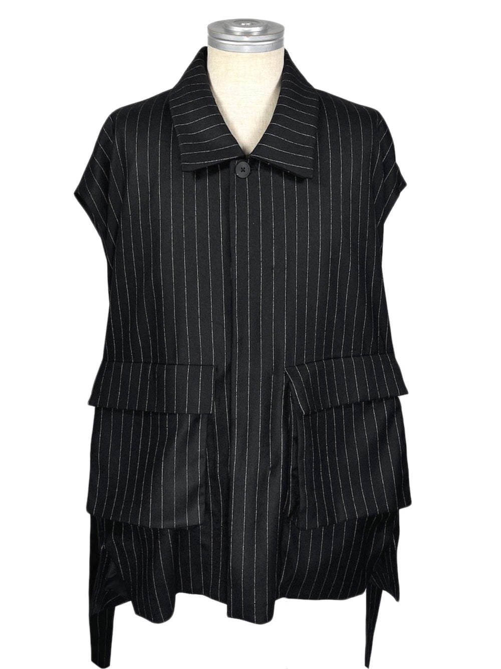 LB23AW-MJK01-GST | ストライプウールサージデタッチャブルフィールドジャケット | BLACK STRIPE