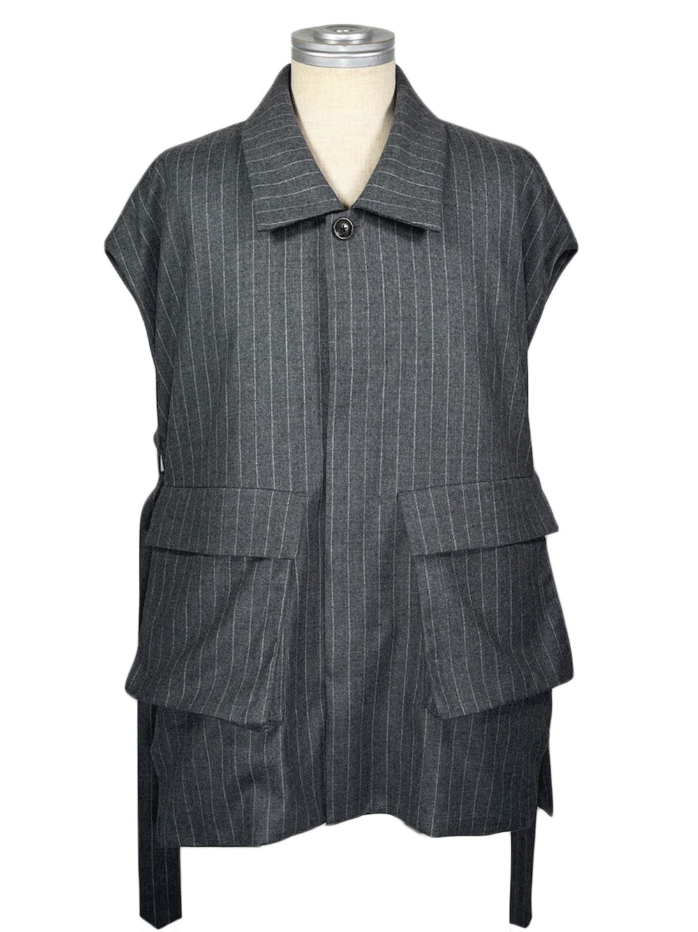 LB23AW-MJK01-GST | ストライプウールサージデタッチャブルフィールドジャケット | GRAY STRIPE
