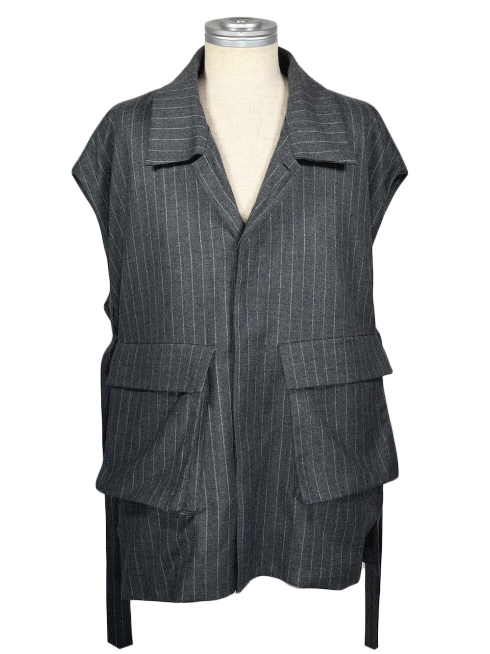LB23AW-MJK01-GST | ストライプウールサージデタッチャブルフィールドジャケット | GRAY STRIPE