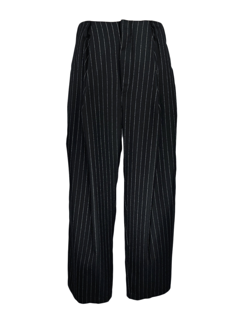 LB23AW-PT05-GST | ストライプウールサージポケットタックワイドパンツ | BLACK STRIPE