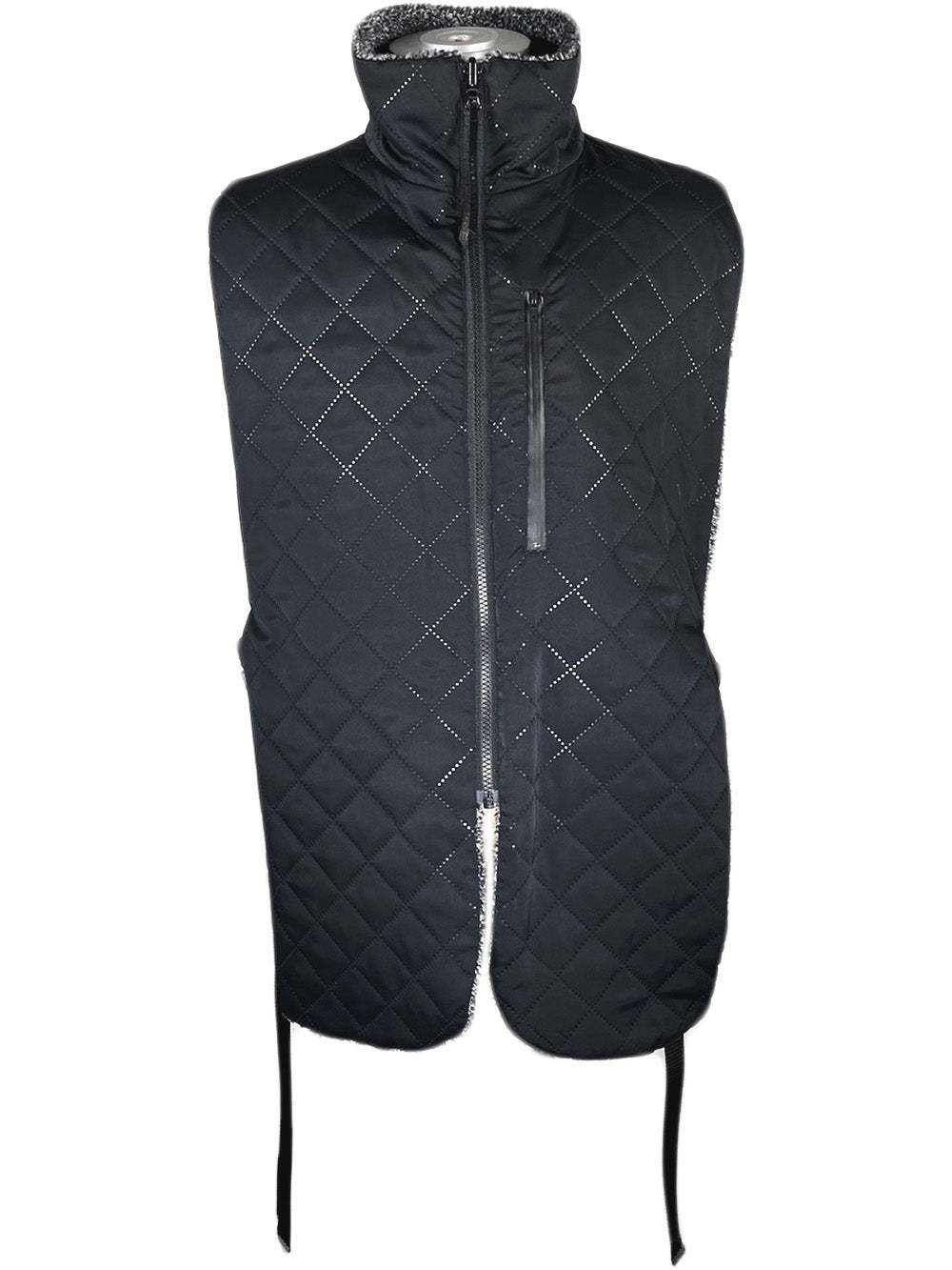LB23AW-RVVE01-PSK | Pinsonic reversible padding shawl vest | BLACK