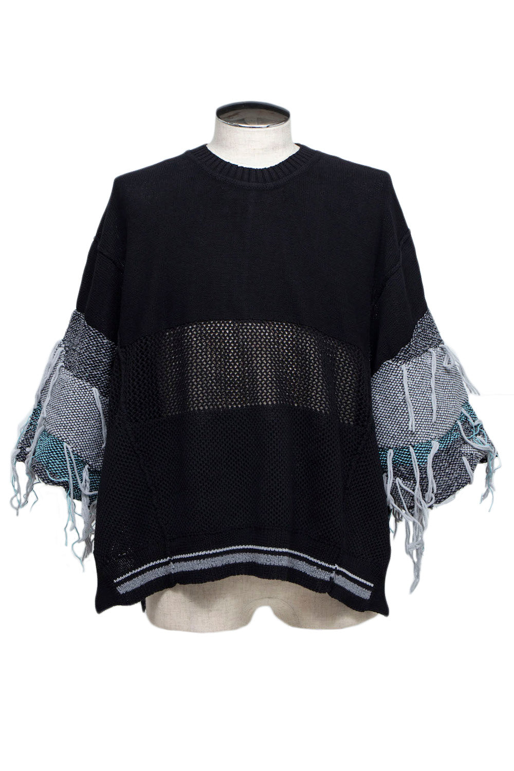 *限定* LB24SS-KNPS01-TRA-TE | スレッドインターシャサマーニットクルーネック | BLACK