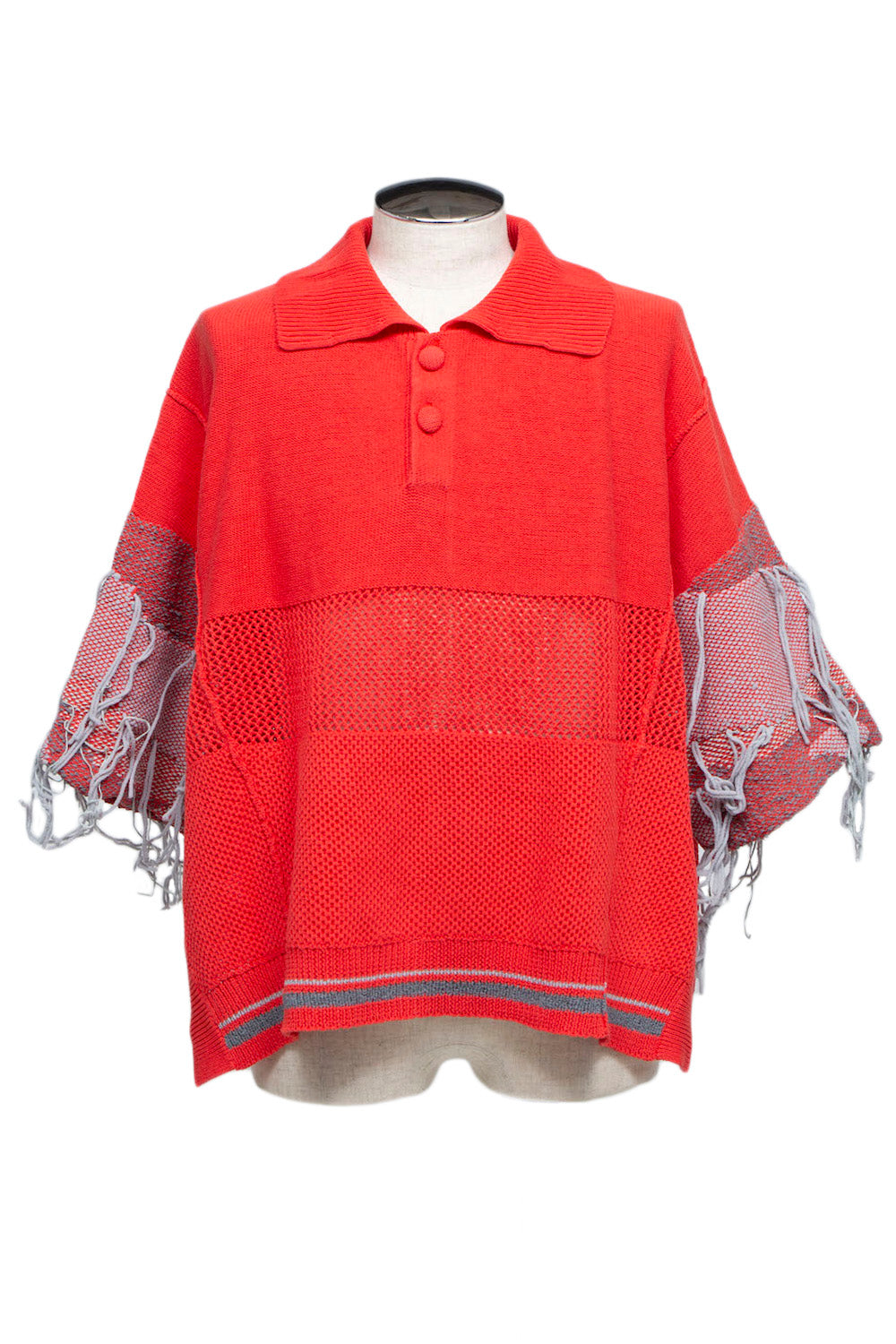 LB24SS-KNPS01-TRA-PS | スレッドインターシャサマーニットポロネック | RED ORANGE