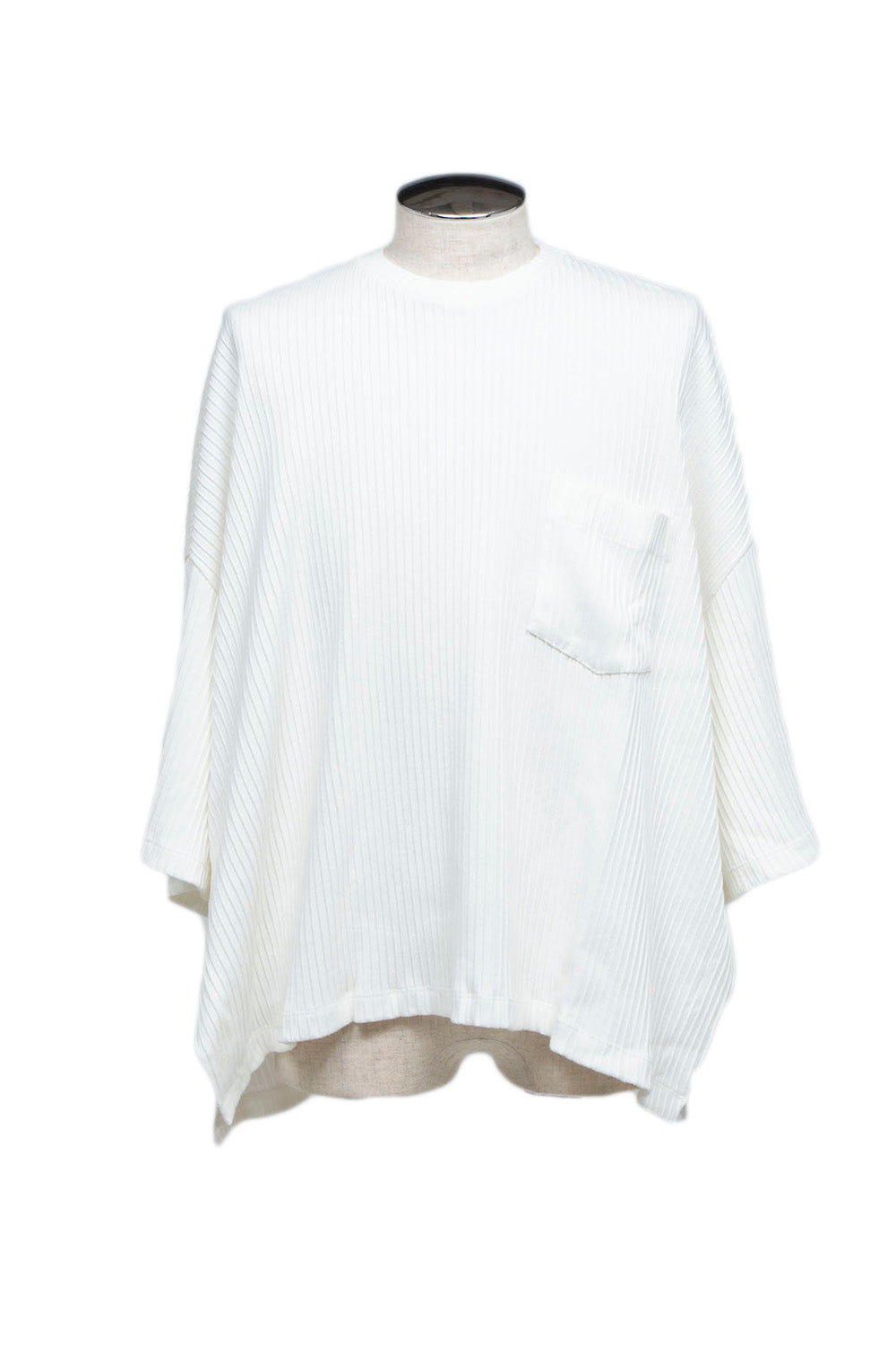 LB24SS-TE09-CPR-PL | 褶皱罗纹针织侧开衩 T 恤 | OFF WHITE