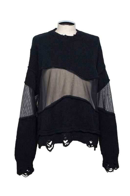 LB25AW-KN08 | ドッキングリバースクラッシュドセーター |  BLACK