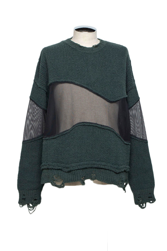 LB25AW-KN08 | ドッキングリバースクラッシュドセーター |  BILLIARD GREEN