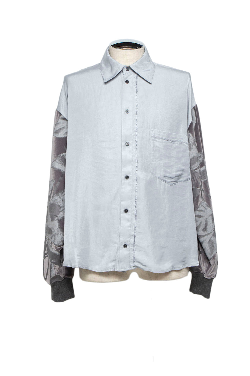 LB25AW-SH08-SPV-PVL | Velour Jersey Sleeve Easy Shirt | SKY GRAY x CHARCOAL