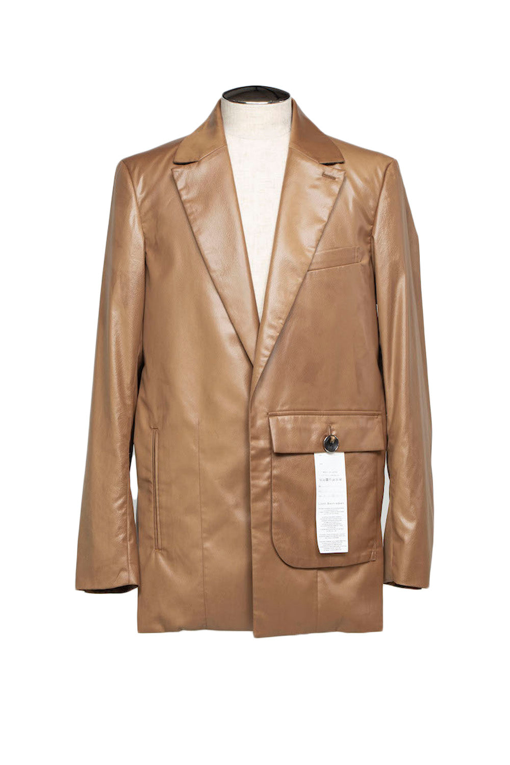 LB25SS-JK06-FFL| FAKE-FAKE LEATHER II Asymmetrical Detail Tailored Jacket | BROWN