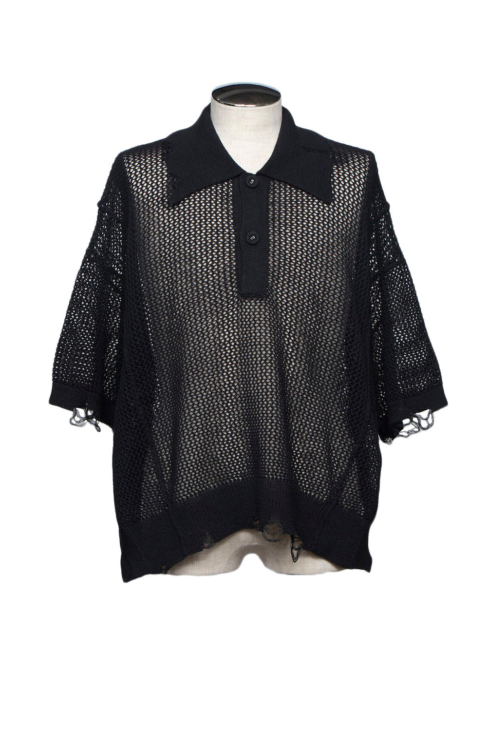 LB25SS-KNPS02 | クラッシュドシアーニットポロ | BLACK