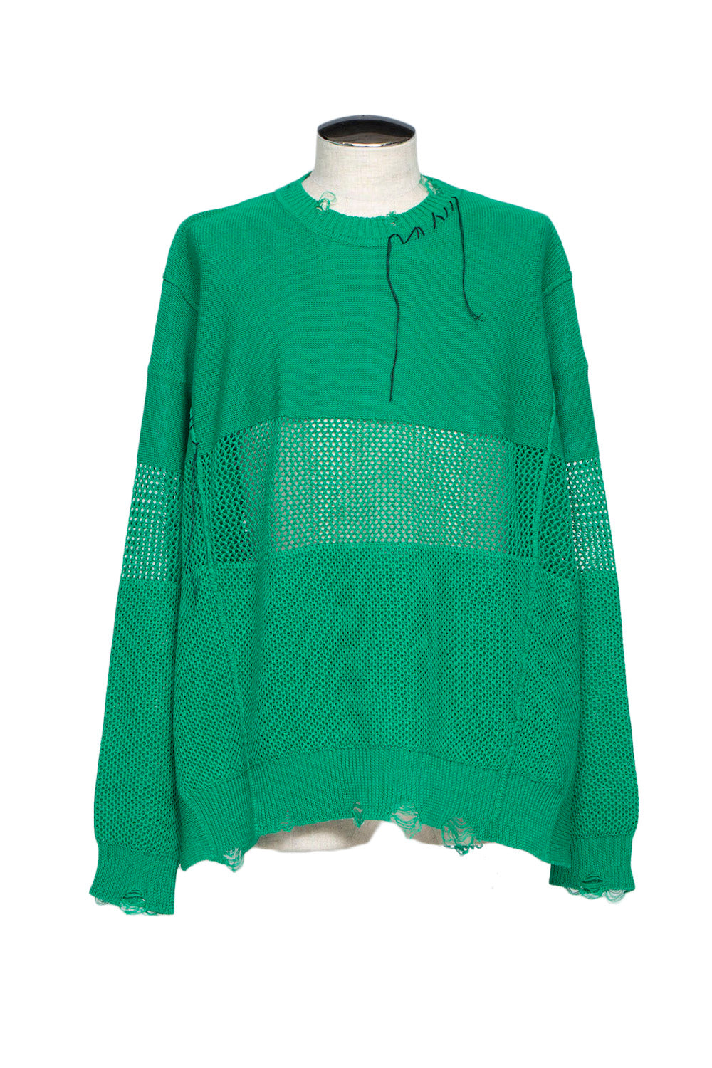 <last> LB25SS-KNTE03 | Hand-stitched crushed summer knit | GREEN</last>