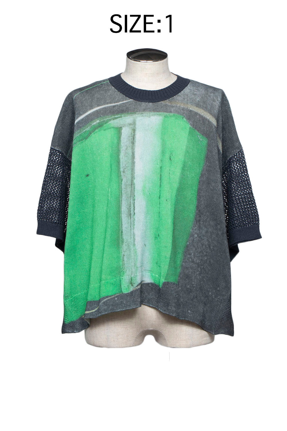 LB25SS-KNTE04 | グラフィカルサマーニットTシャツ | CHARCOAL×GREEN