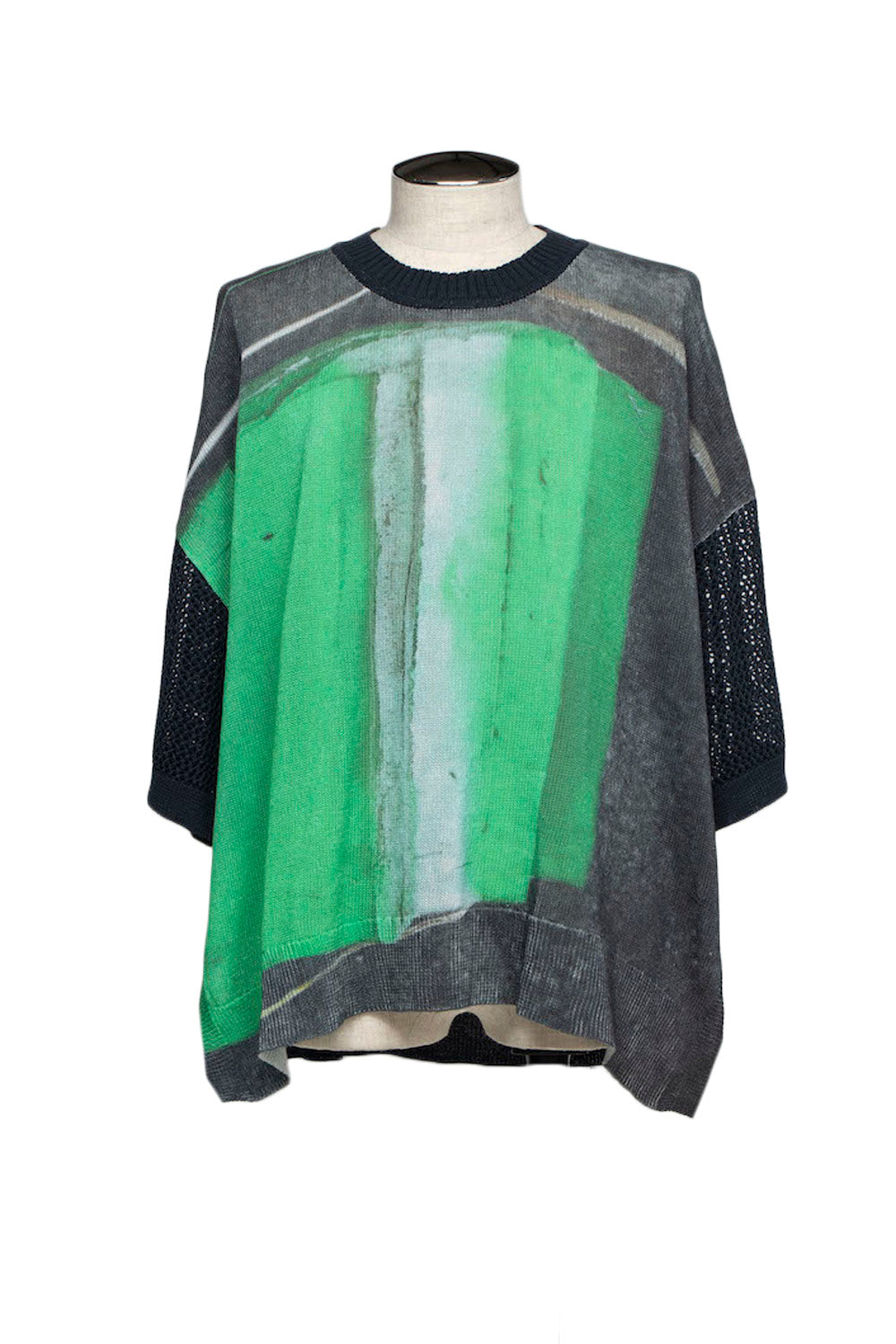 LB25SS-KNTE04 | グラフィカルサマーニットTシャツ | CHARCOAL×GREEN