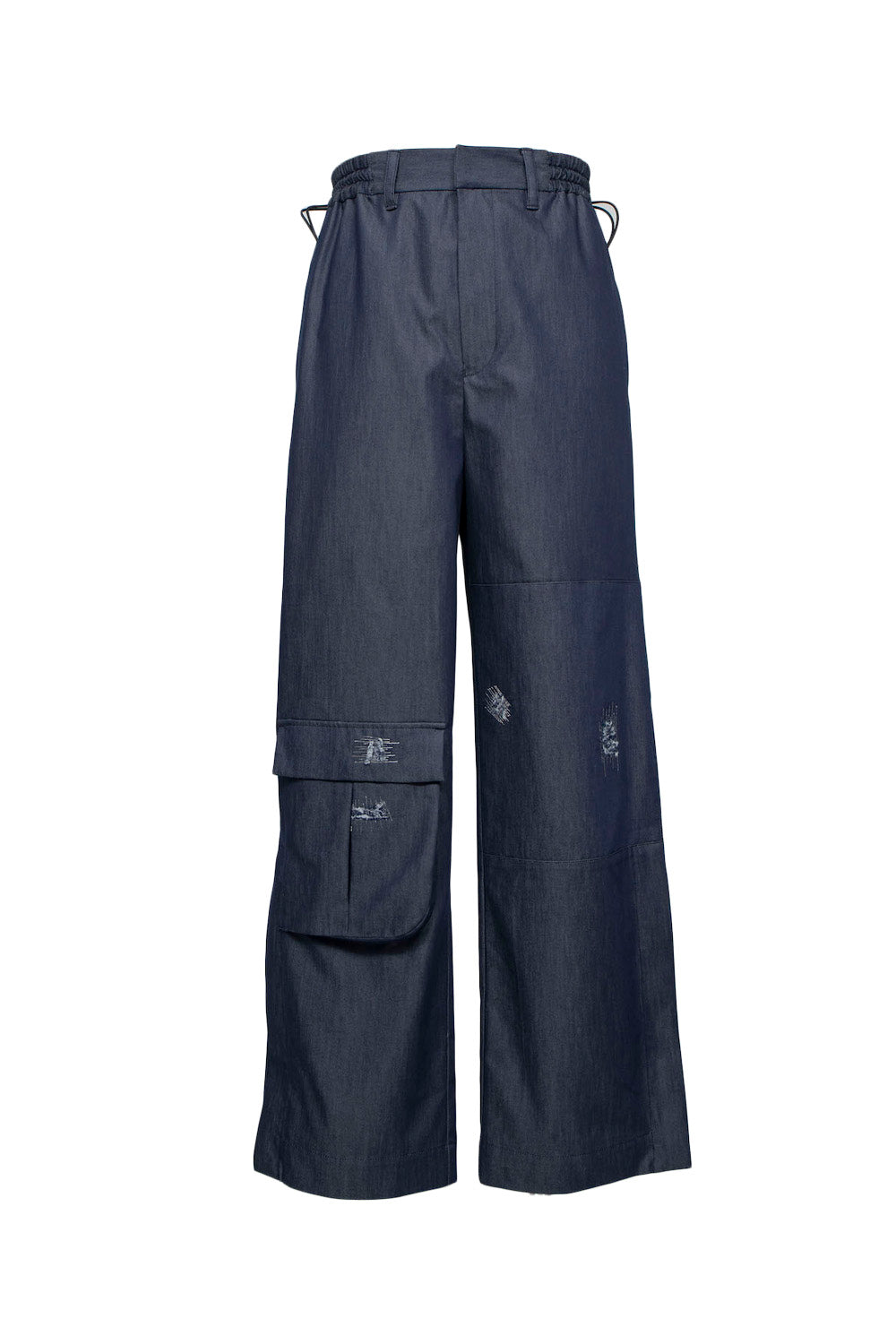 <LAST 1点>
LB25SS-PT07-DDI | COOLMOTION®️ダメージエンブロイダリーデニムペイントトラウザー | NAVY