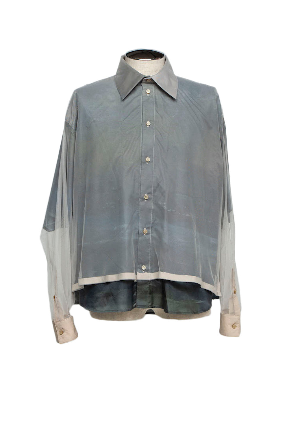 LB25SS-SH08-RCT-LSC | Original graphic 3D layered blouse | WARM LANDSCAPE