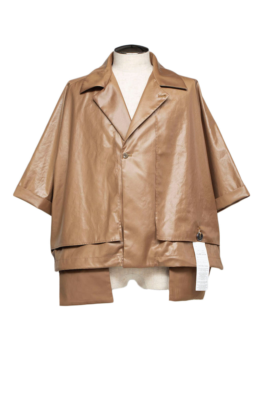 <last>
LB25SS-SH09-FFL| FAKE-FAKE LEATHER II Short Trench Half Sleeve Jacket | BROWN</last>