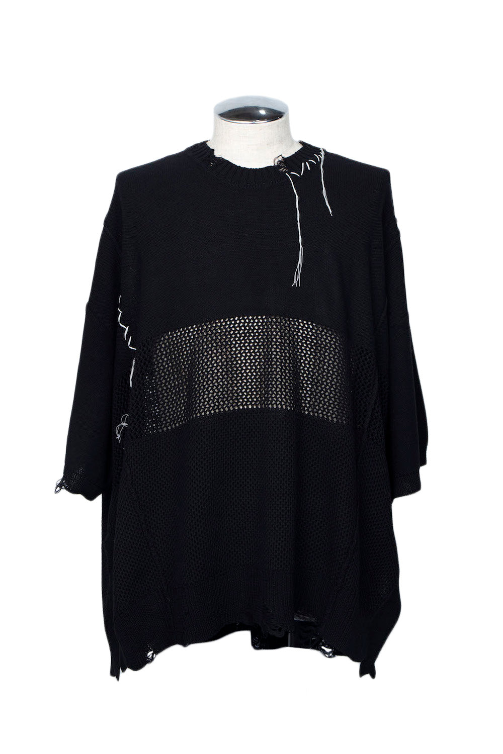 *Limited Edition* LBLM-KNTE02 | Crushed Hand Stitch Knit T-Shirt | BLACK