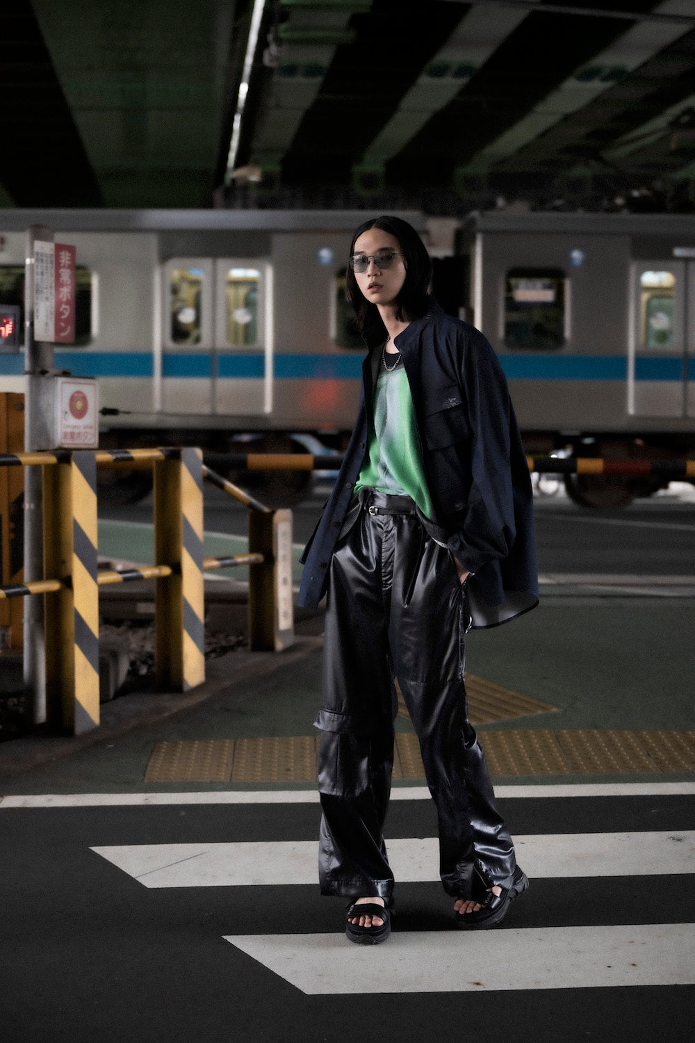 LB25SS-KNTE04 | グラフィカルサマーニットTシャツ | CHARCOAL×GREEN