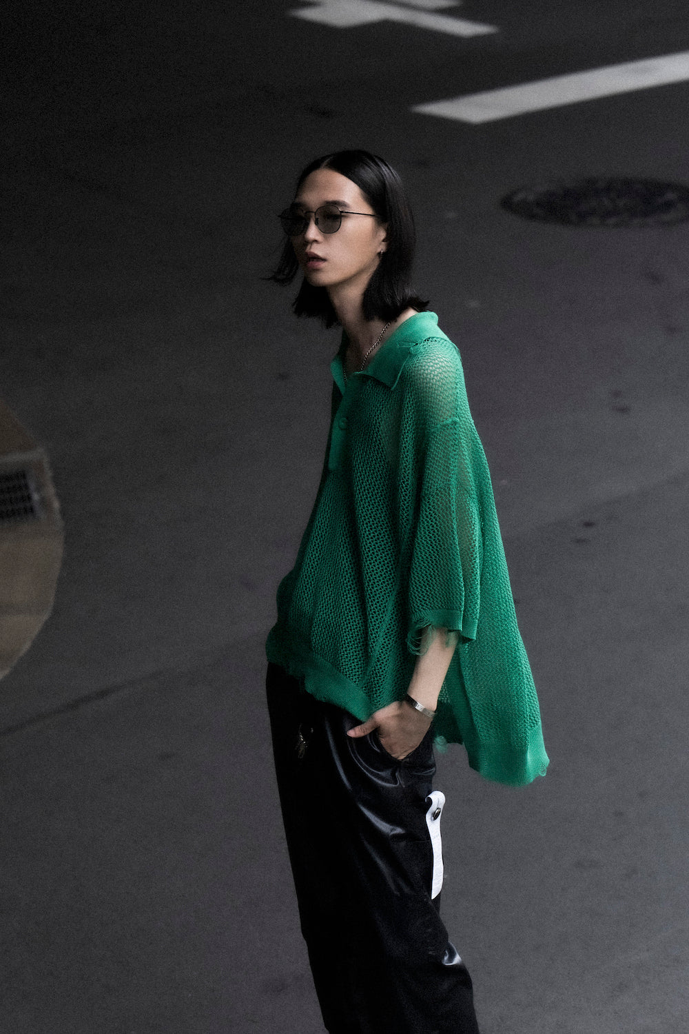 <LAST 1点>
LB25SS-KNPS02 | クラッシュドシアーニットポロ | GREEN