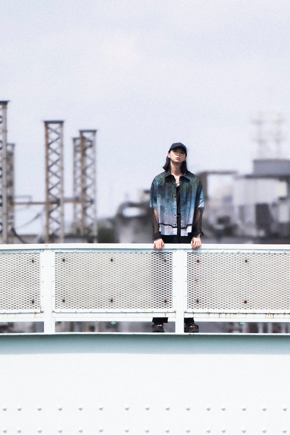 LB25SS-SH08-RCT-LSC | Original graphic 3D layered blouse | COLD LANDSCAPE