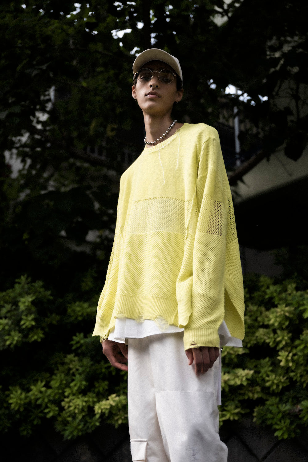 LB25SS-KNTE03 | Hand-stitched crushed summer knit | YELLOW