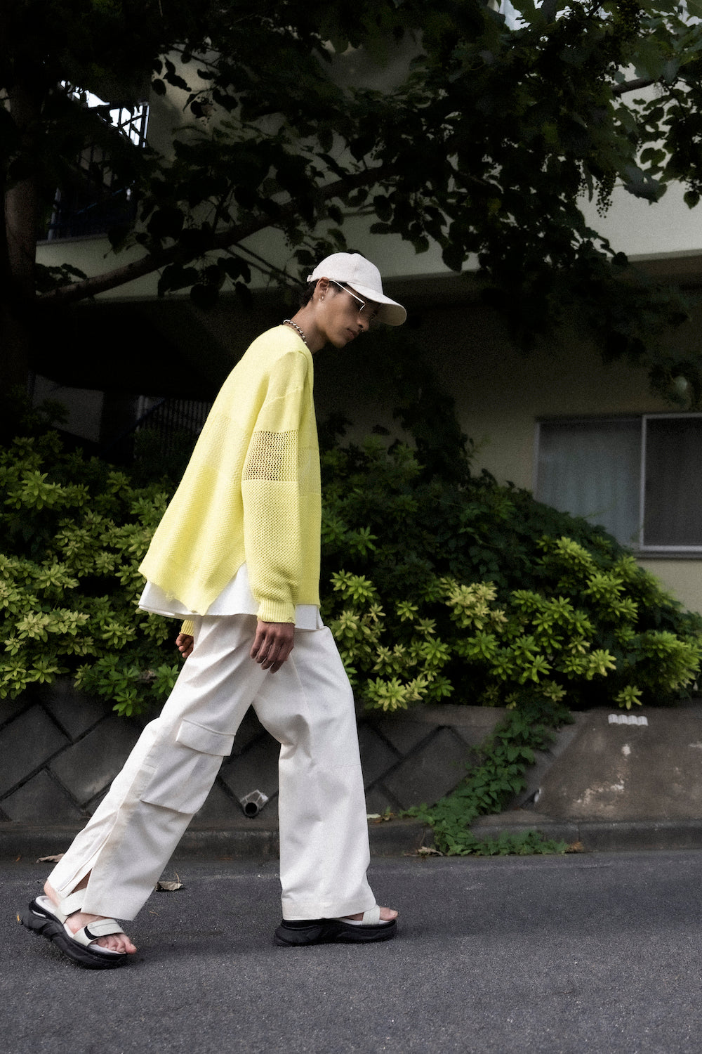 LB25SS-KNTE03 | Hand-stitched crushed summer knit | YELLOW