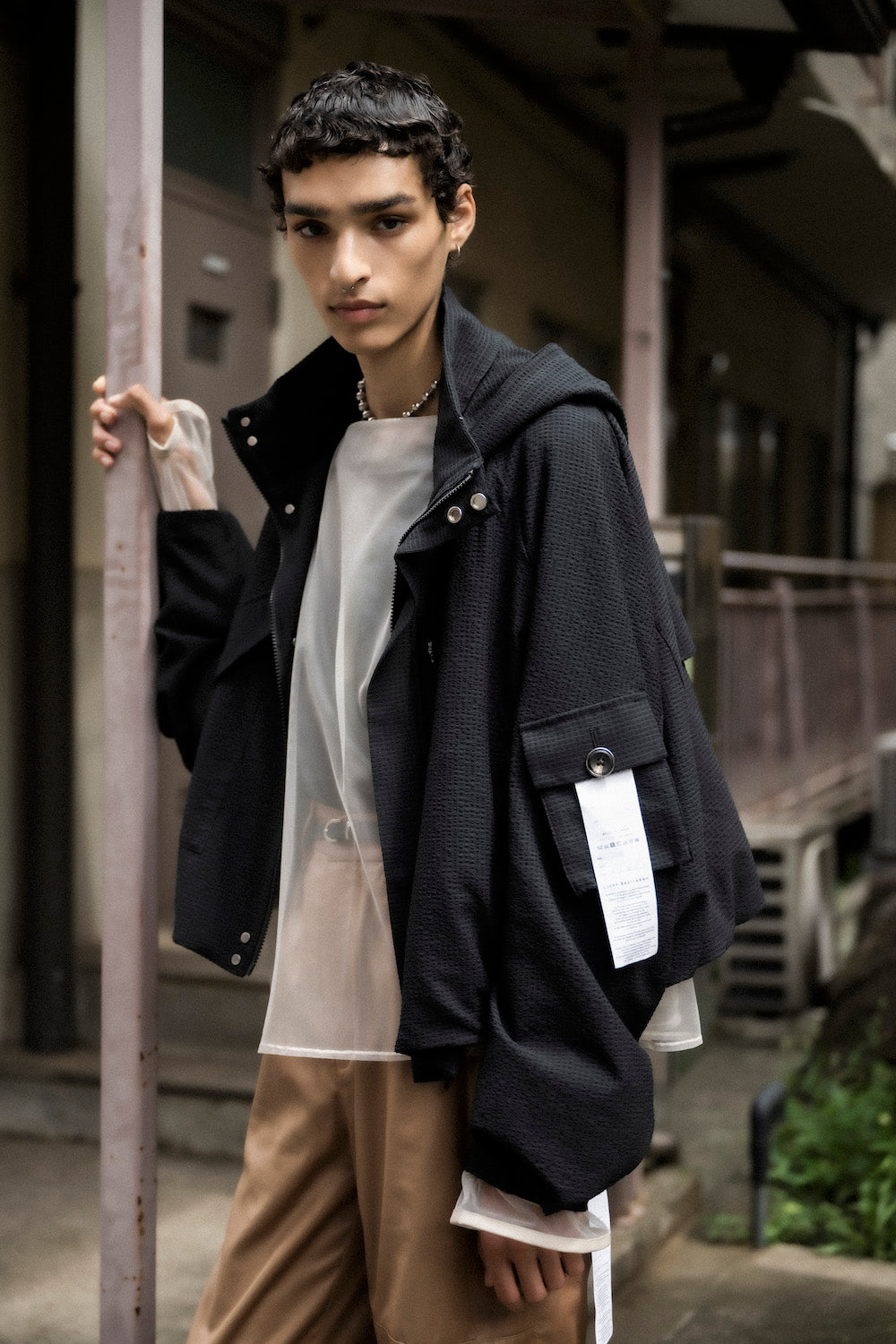 LB25SS-BL03-DTA | 'TORAY' Dot Air®︎ クロップドフードブルゾン | BLACK