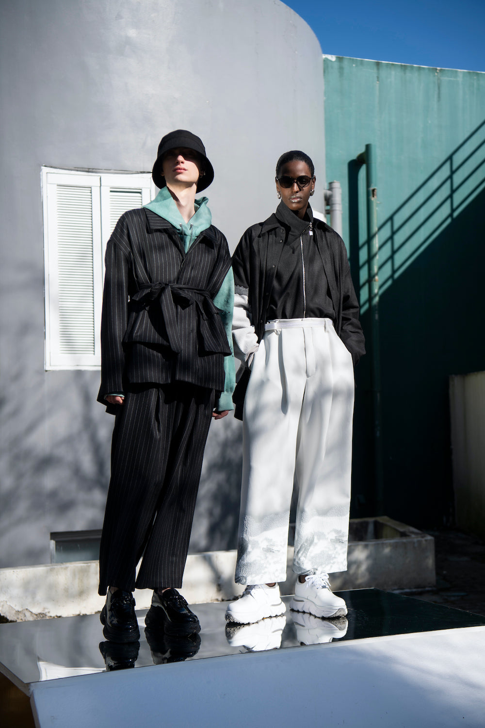 LB23AW-MJK01-GST | ストライプウールサージデタッチャブルフィールドジャケット | BLACK STRIPE