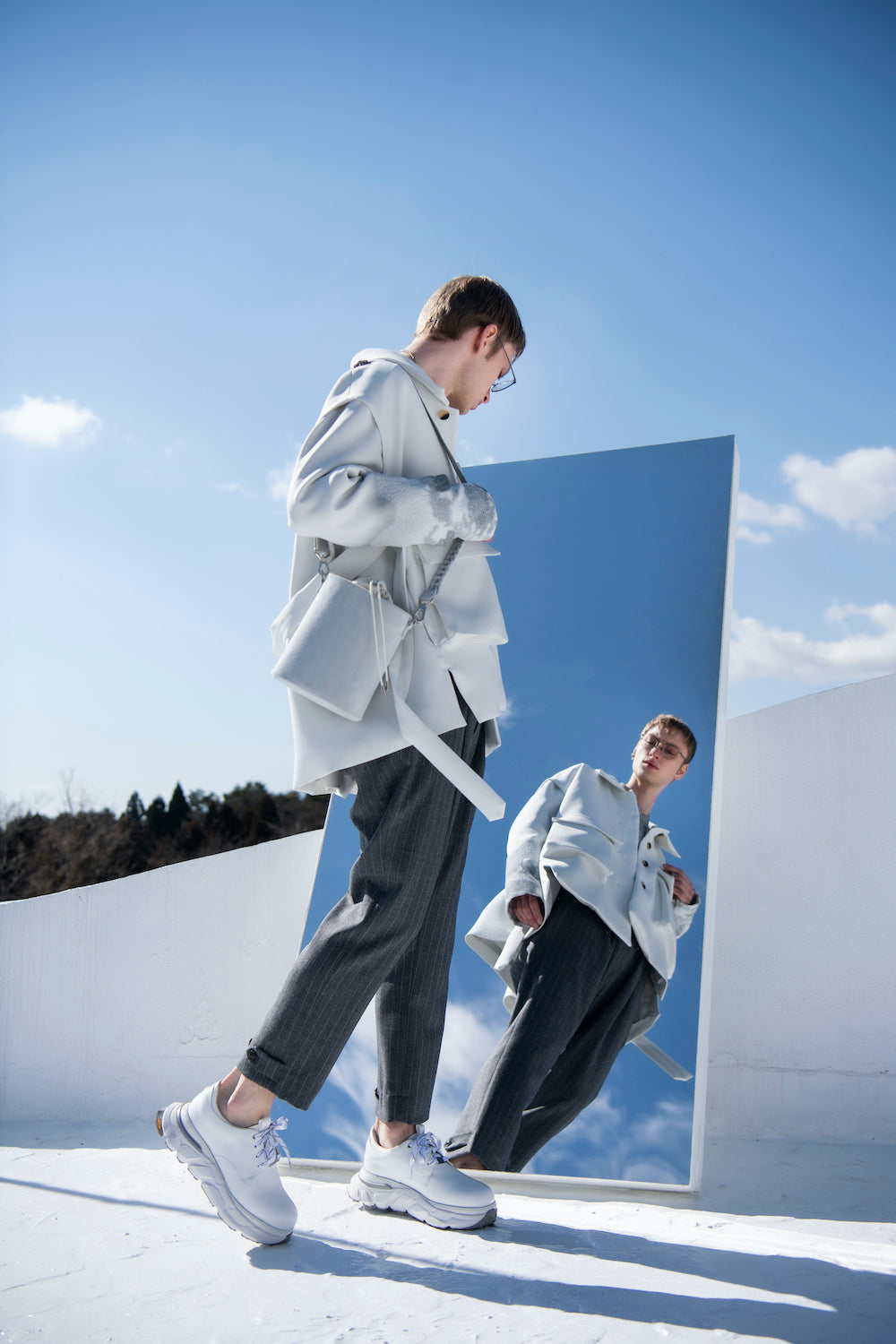 LB23AW-PT01-GST | ダブルウエストジョッパートラウザー | GRAY STRIPE