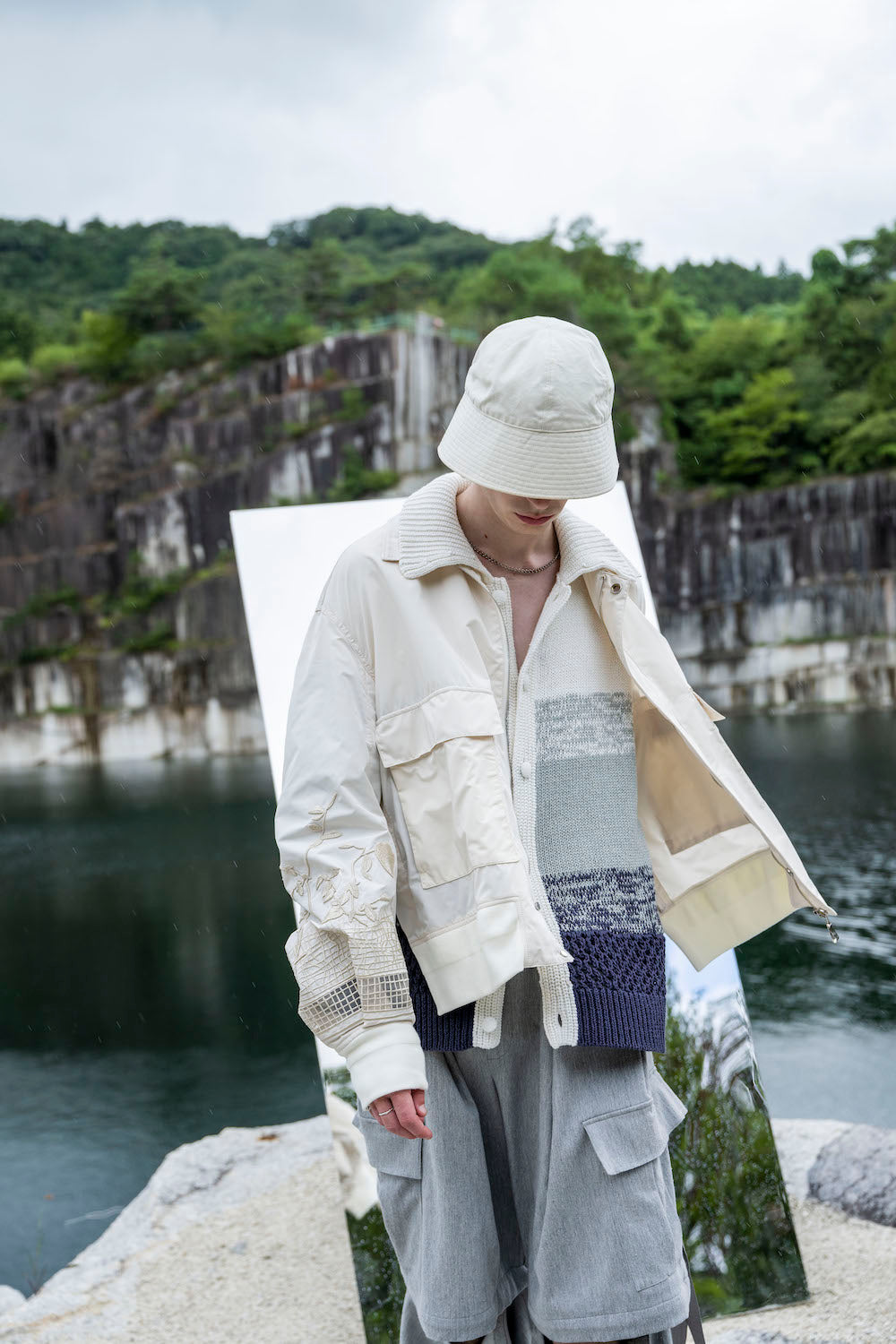 【60%off】LB24SS-KNSH01 | インターシャニットシャツカーディガン | WHITE