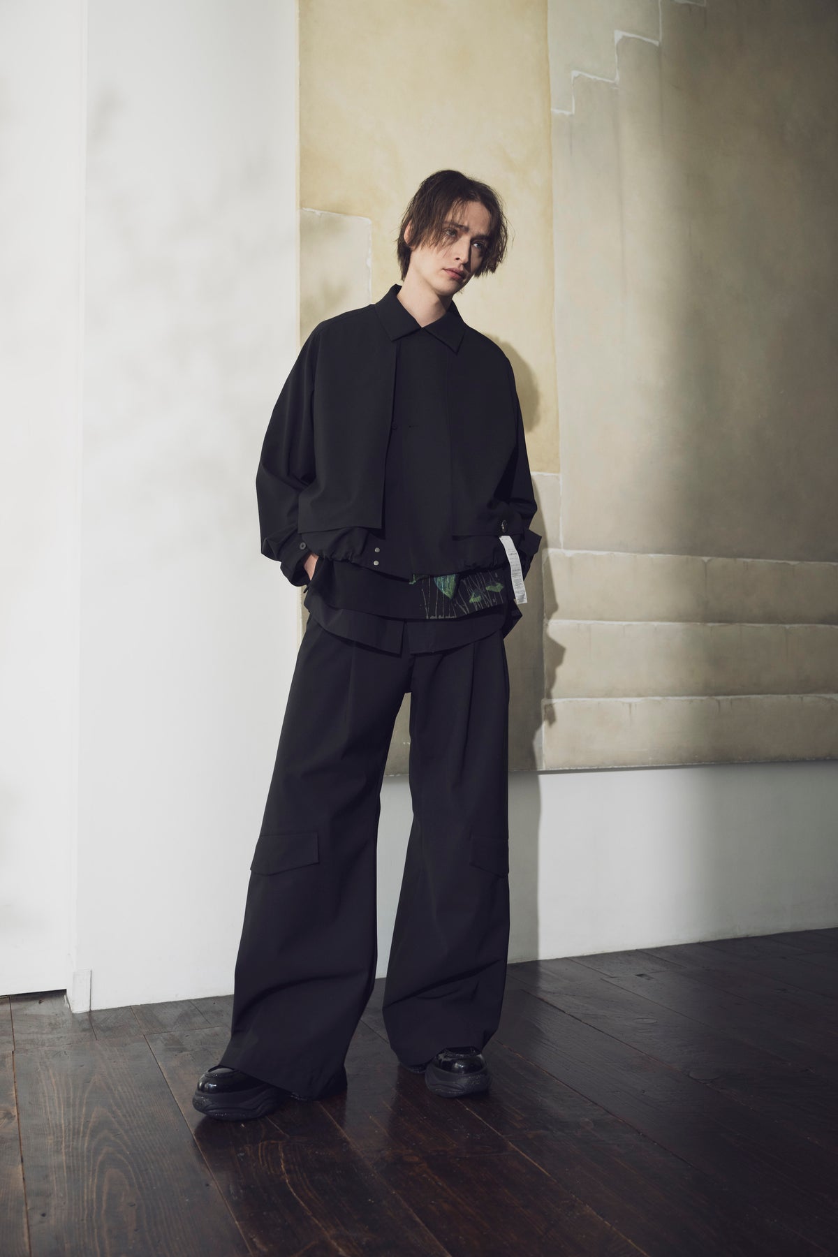 <RE STOCK> LBLM-ESSH01 | LB STANDARD N/S SHIRT for LAYER STYLES by ORGANIC COTTON 100% TYPEWRITER | BLACK