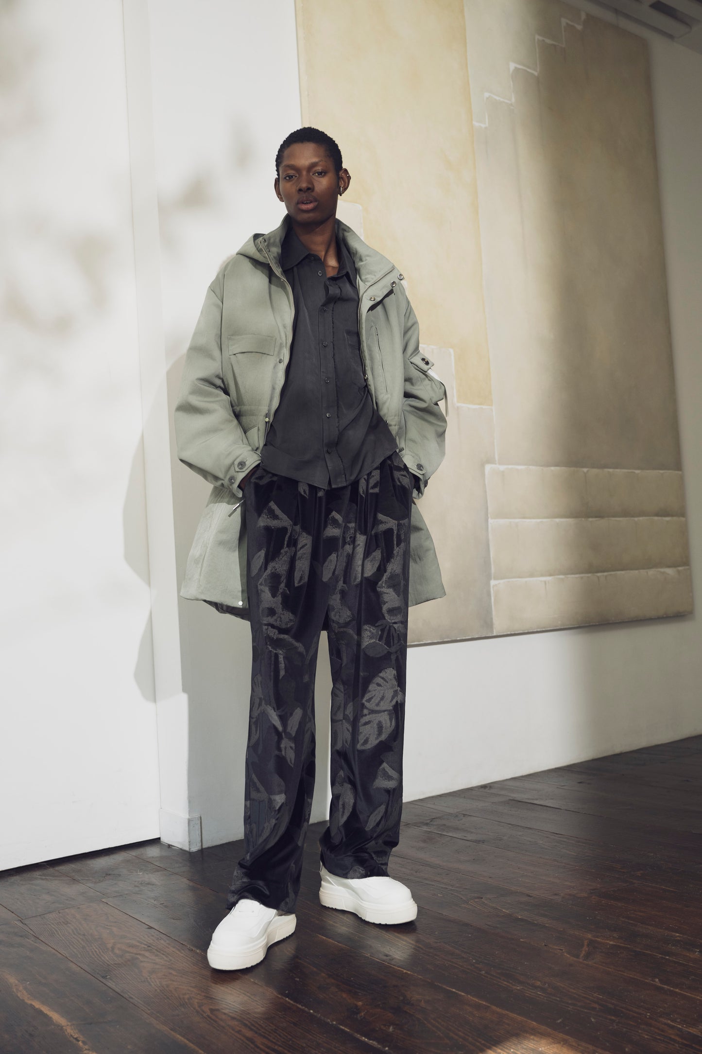 <last>
LB25AW-PT08-PVL | 3D Printed Velour Jersey Easy Pants | BLACK</last>