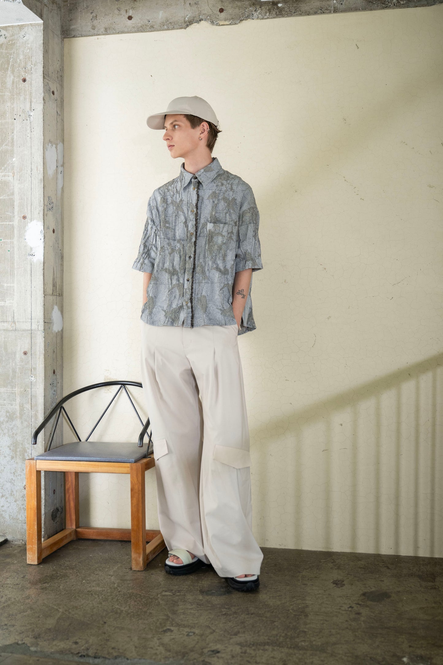 <LAST 1点> LB26SS-SH08-JQD | オリジナル蔦ジャガードショートスリーブコンパクトシャツ | IVY×CONCRETE