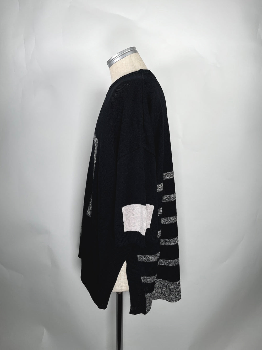 LB23SS-KNTE02 | インターシャハーフスリーブサマーニット | BLACK