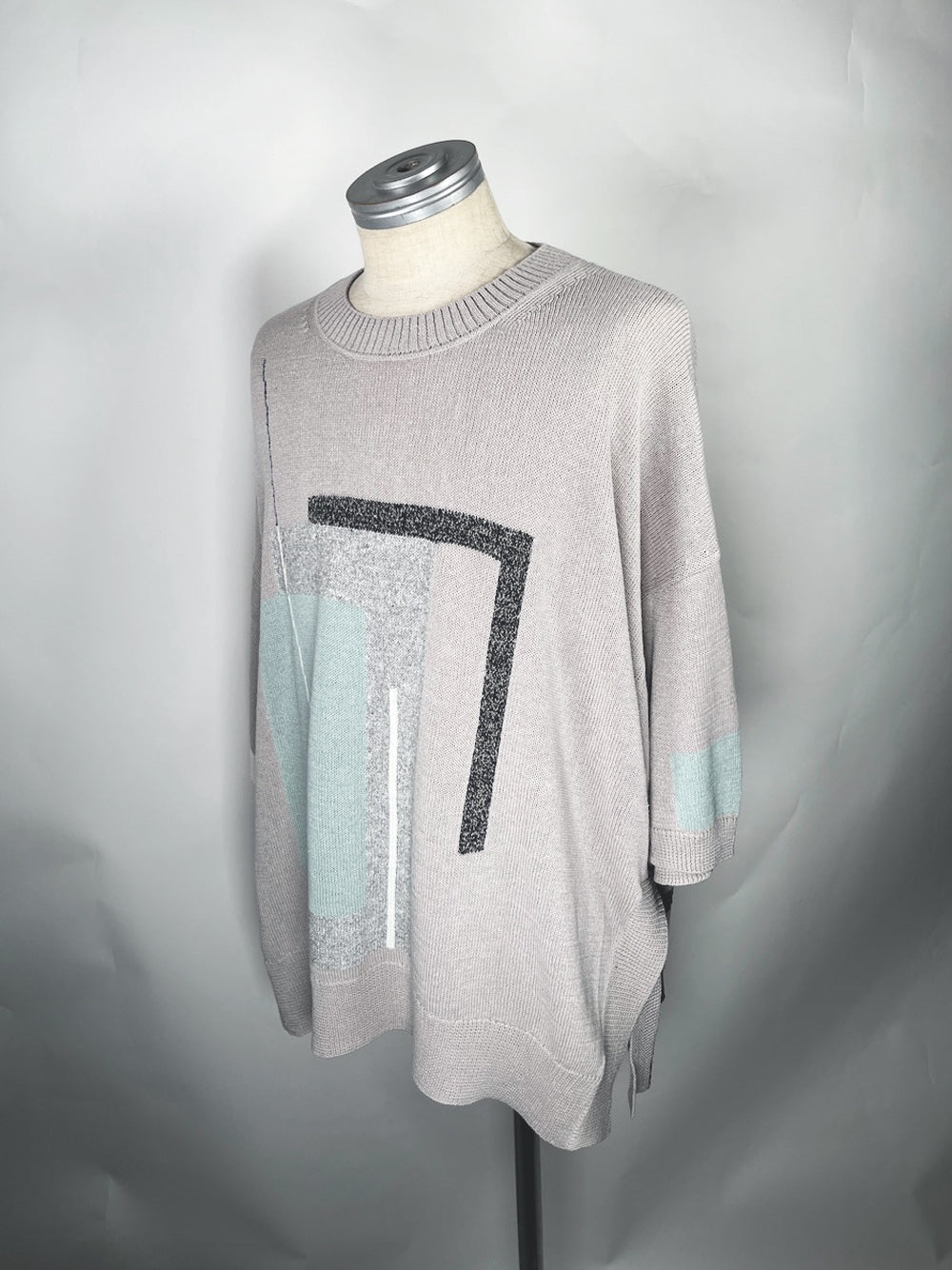 LB23SS-KNTE02 | インターシャハーフスリーブサマーニット | GRAY