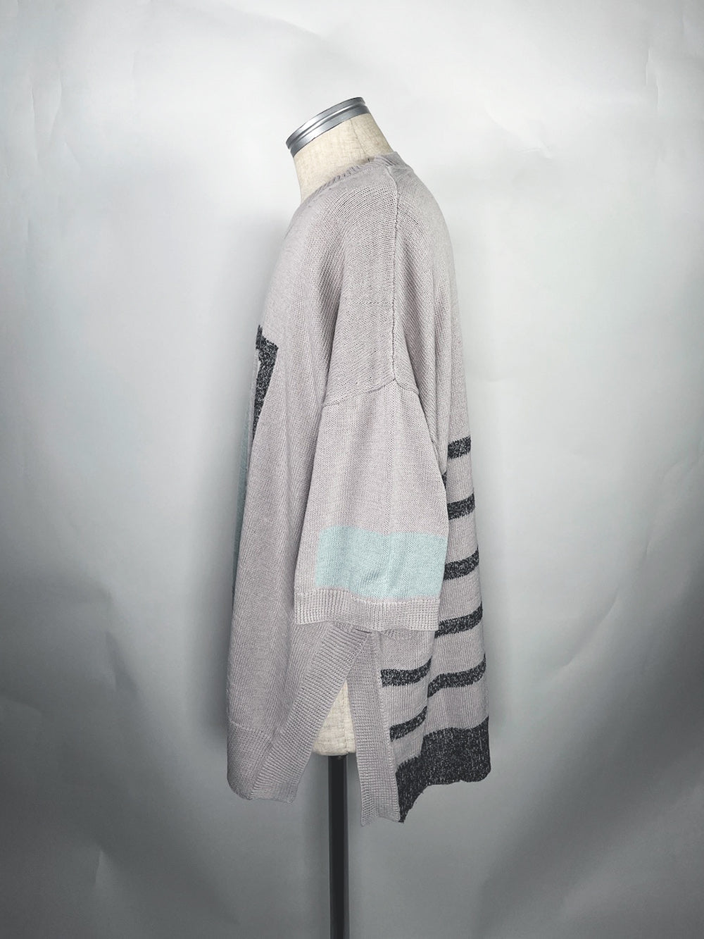 LB23SS-KNTE02 | インターシャハーフスリーブサマーニット | GRAY