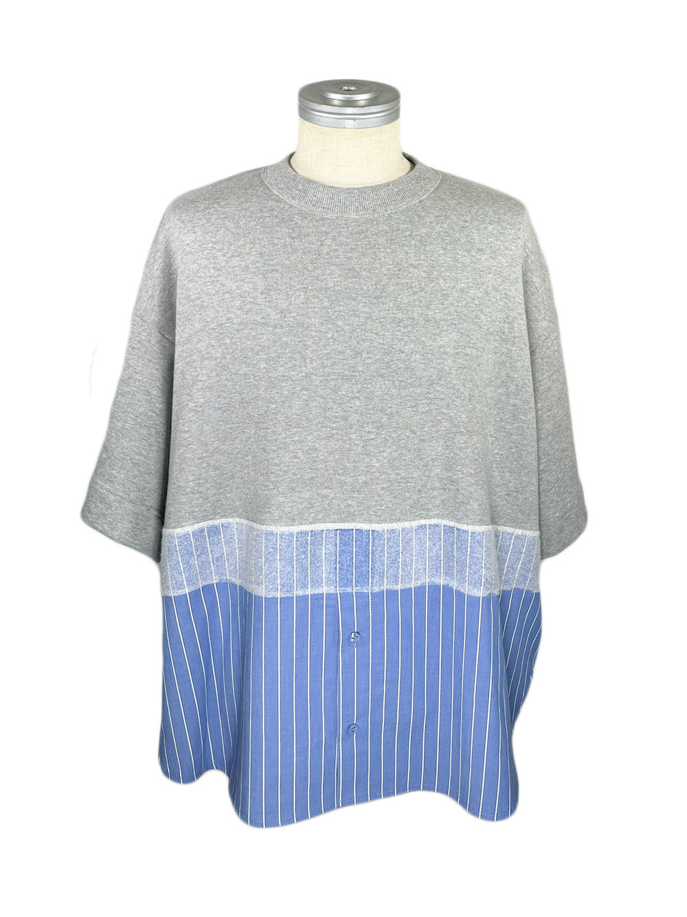 LB23SS-PO03-NDP | 针刺对接套头衫 | 蓝色条纹×灰色