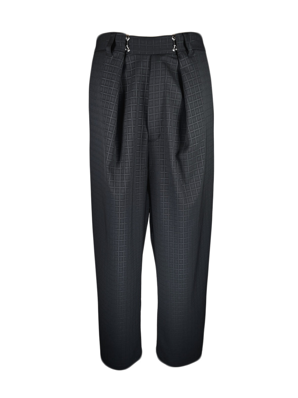 LB23SS-PT02-ERW | Embossed Lily Waltz Customized Tuck Trousers | BLACK