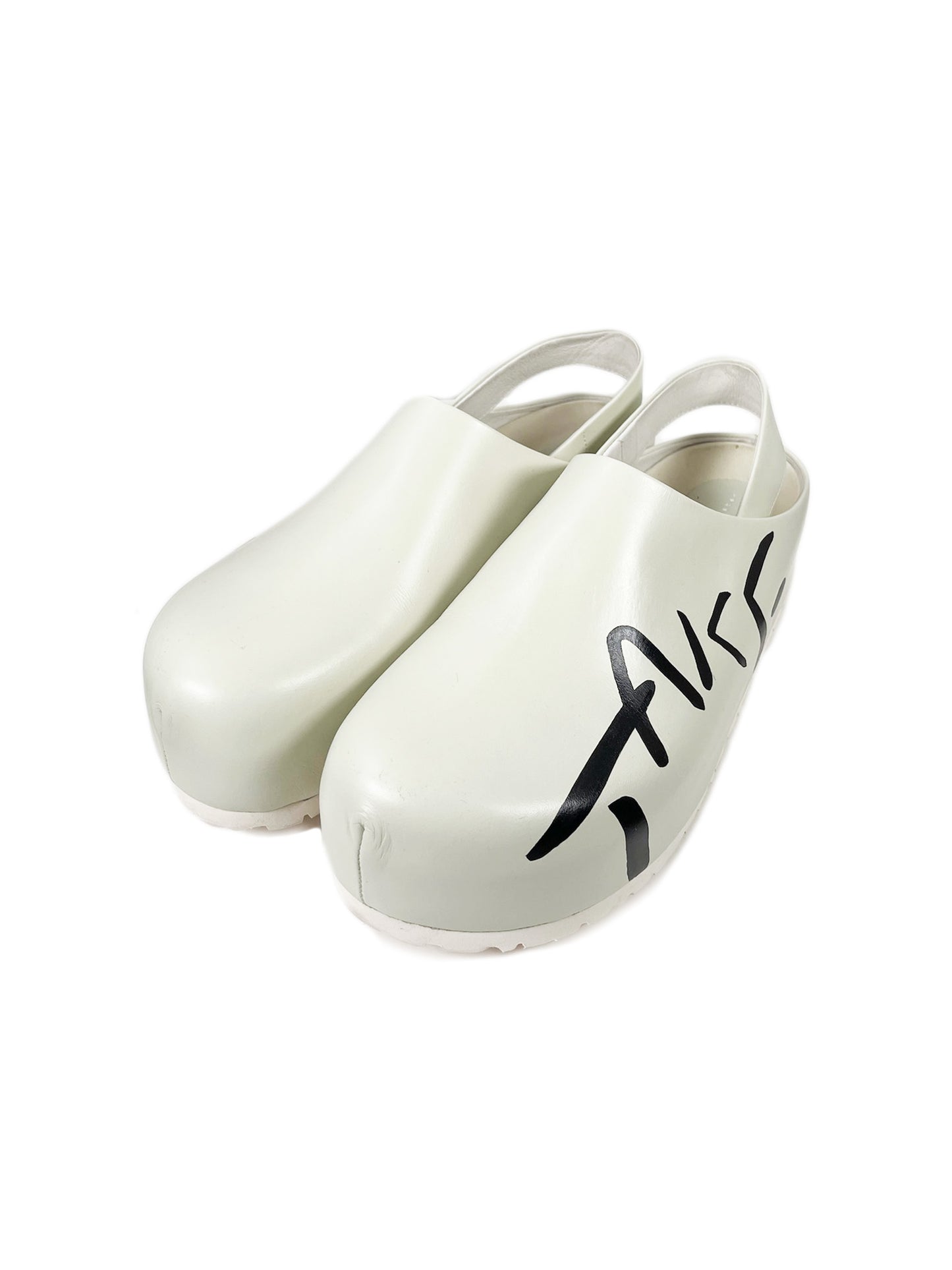 LB23SS-SHOES01-HP | Hand Painted Leather Sabo | ECRU