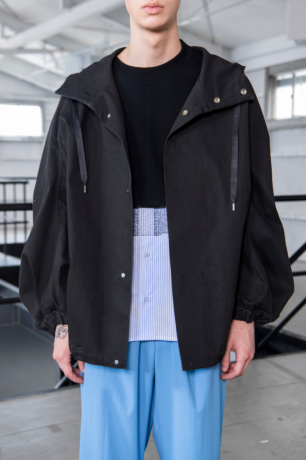 LB23SS-BL03-PDN | ピグメントダイドフードブルゾン | BLACK PIGMENT DYED